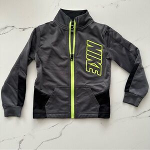 Nike Toddler Charcoal Track Jacket with Neon Zipper - 3T